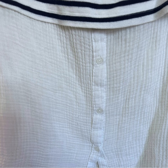 Anthropologie Postcard Off The Shoulder White & Blue Striped Top - Picture 7 of 7